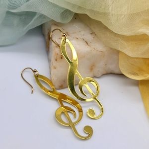 “Anthropologie” Gold Treble Clef Drop Earrings…🎼🎼